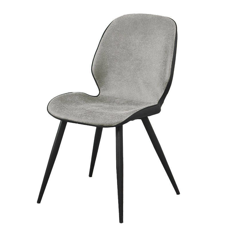 Chaises de salle à manger en cuir contemporaines, chaise sans accoudoirs à oreilles avec pieds en métal pour restaurant
