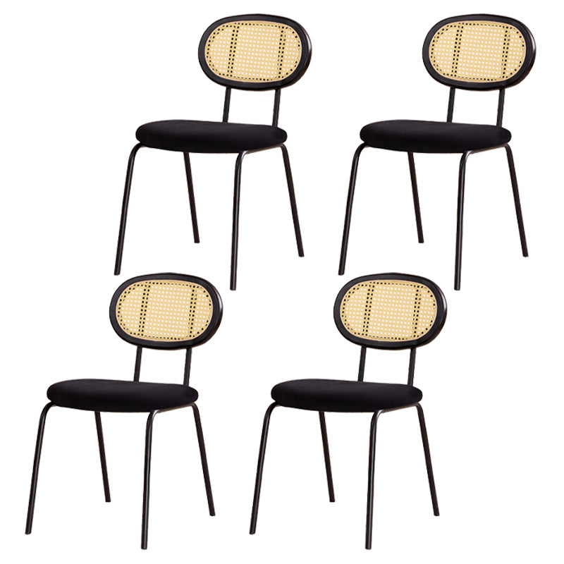 Sillas de comedor de cocina con parte trasera abierta, juego de sillas de metal de estilo moderno
