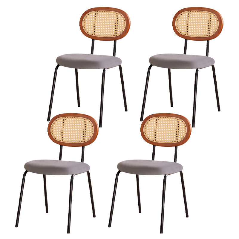 Sillas de comedor de cocina con parte trasera abierta, juego de sillas de metal de estilo moderno
