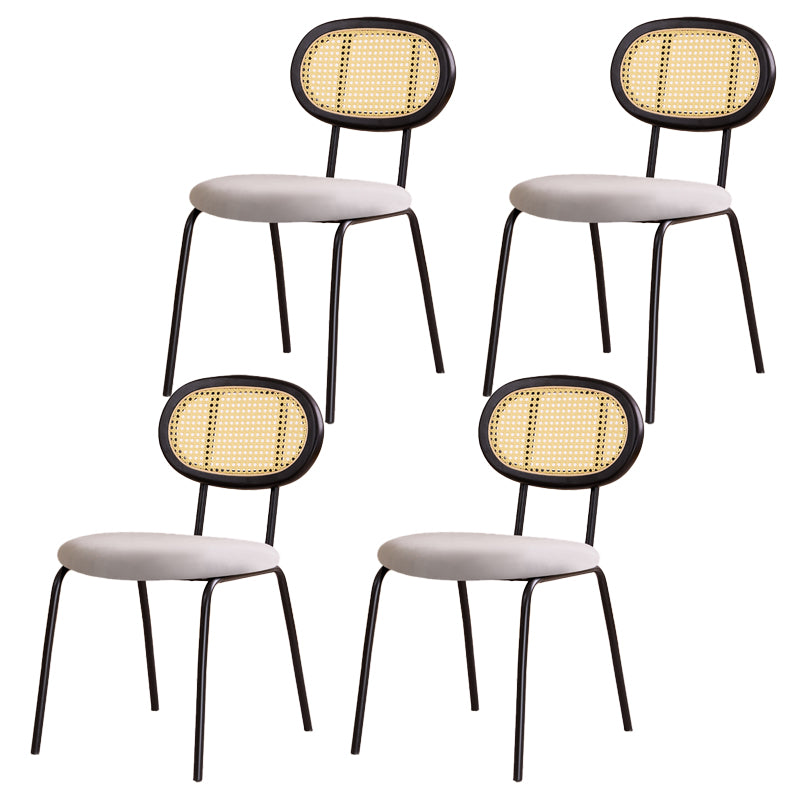 Sillas de comedor de cocina con parte trasera abierta, juego de sillas de metal de estilo moderno