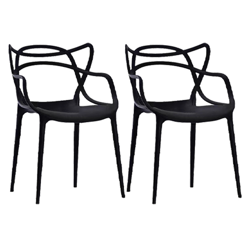 Silla de comedor con respaldo cruzado de plástico mate con brazo para restaurante escandinavo