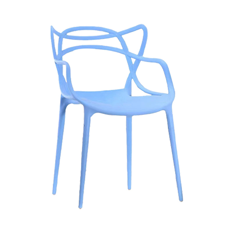 Silla de comedor con respaldo cruzado de plástico mate con brazo para restaurante escandinavo
