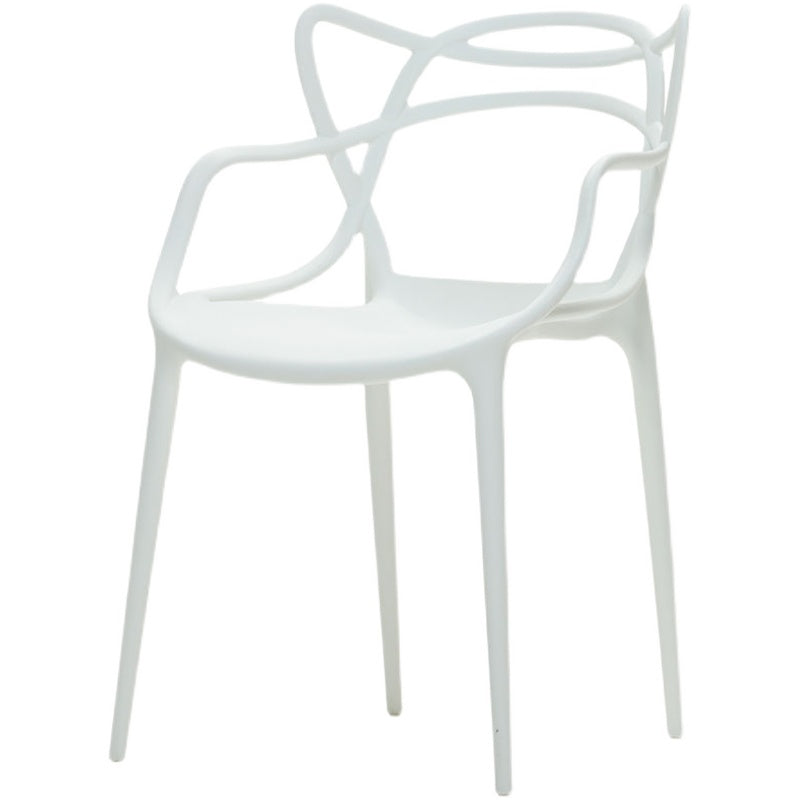 Silla de comedor con respaldo cruzado de plástico mate con brazo para restaurante escandinavo