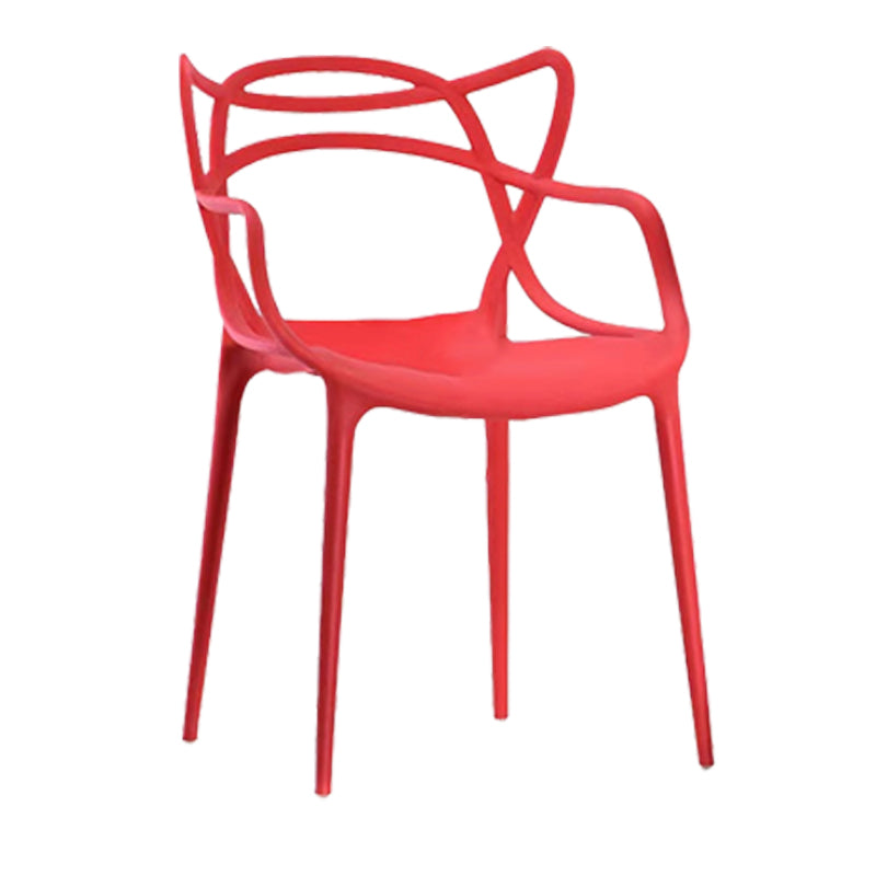 Silla de comedor con respaldo cruzado de plástico mate con brazo para restaurante escandinavo