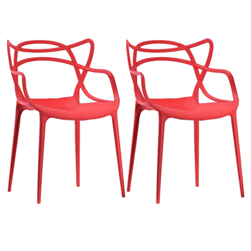 Silla de comedor con respaldo cruzado de plástico mate con brazo para restaurante escandinavo