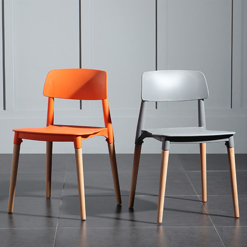 Chaise de salle à manger en plastique de style contemporain, chaises latérales de salle à manger à dossier ouvert pour la cuisine