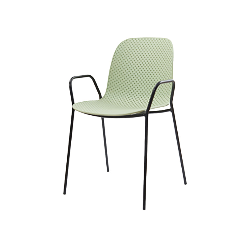 Sillón de comedor de plástico de estilo escandinavo, respaldo sólido, silla individual