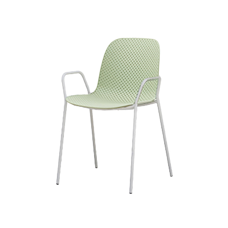 Sillón de comedor de plástico de estilo escandinavo, respaldo sólido, silla individual