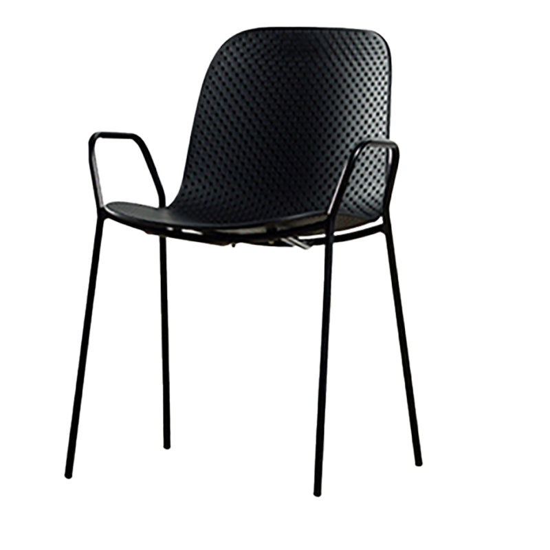 Sillón de comedor de plástico de estilo escandinavo, respaldo sólido, silla individual