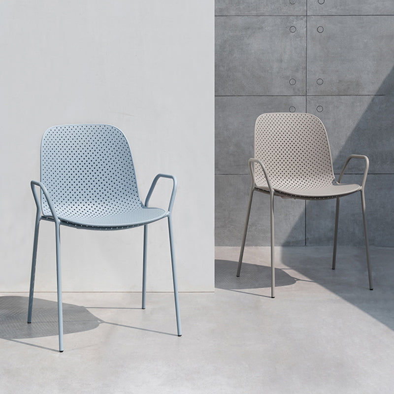 Sillón de comedor de plástico de estilo escandinavo, respaldo sólido, silla individual