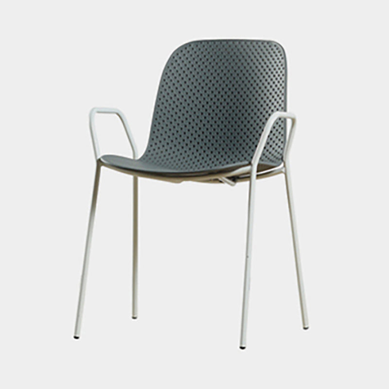 Sillón de comedor de plástico de estilo escandinavo, respaldo sólido, silla individual