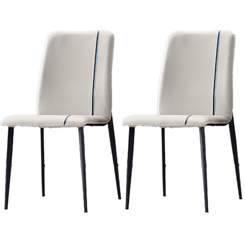 Scandinavian Style Solid Back Armless Dining Chairs Leather Upholstered Dining Chairs (Set of 2)