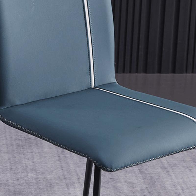 Scandinavian Style Solid Back Armless Dining Chairs Leather Upholstered Dining Chairs (Set of 2)
