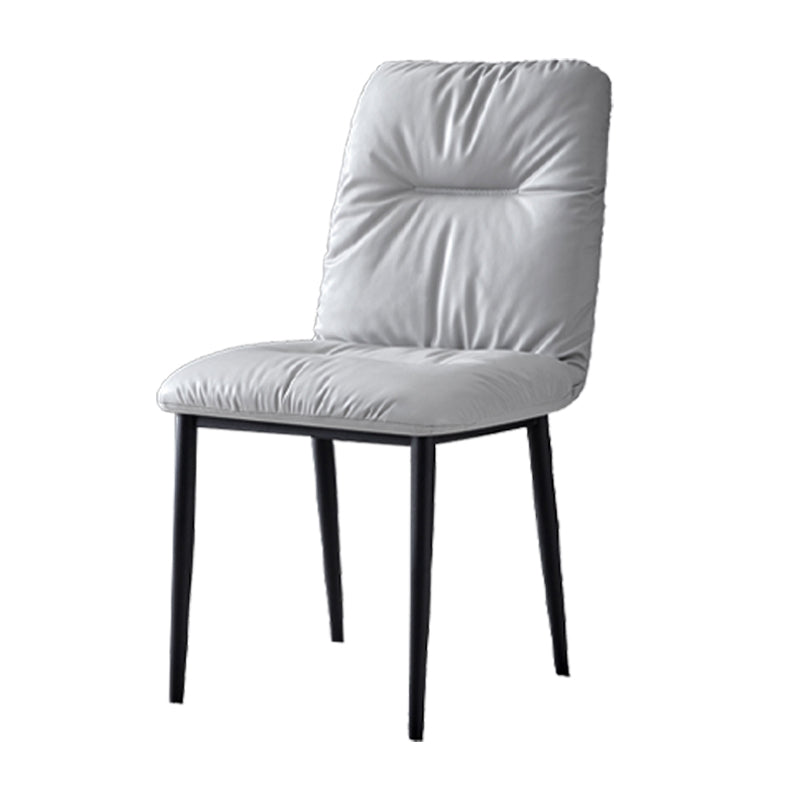 Chaises de salle à manger contemporaines en métal intérieur-extérieur, chaises de salle à manger en cuir sans bras