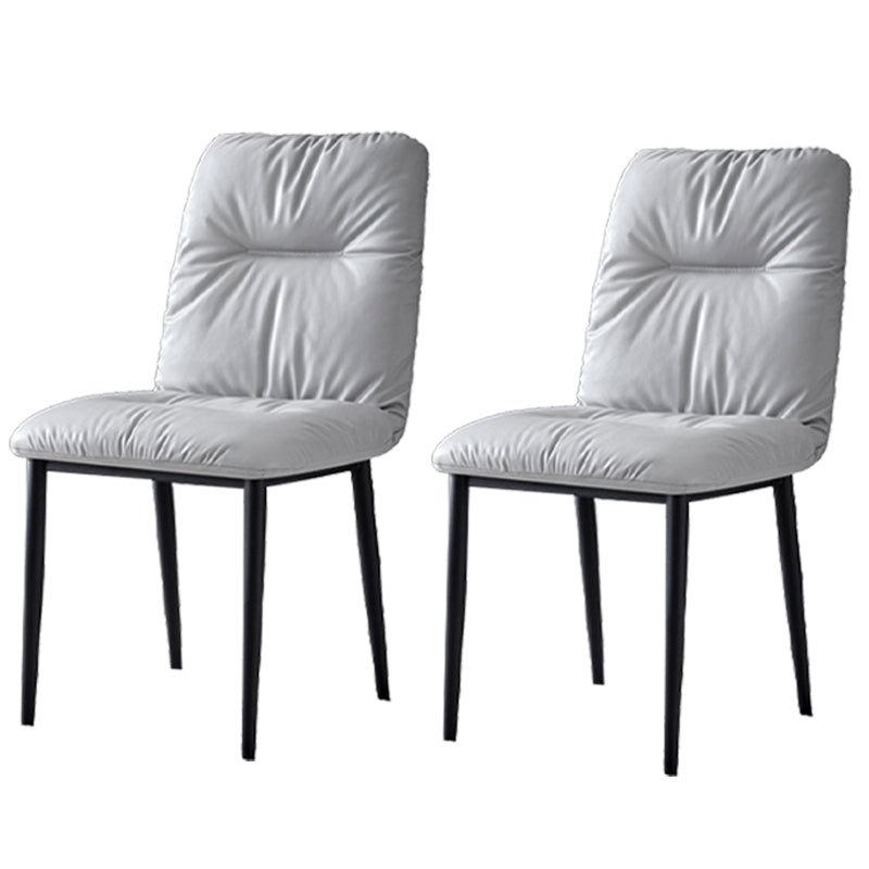 Chaises de salle à manger contemporaines en métal intérieur-extérieur, chaises de salle à manger en cuir sans bras