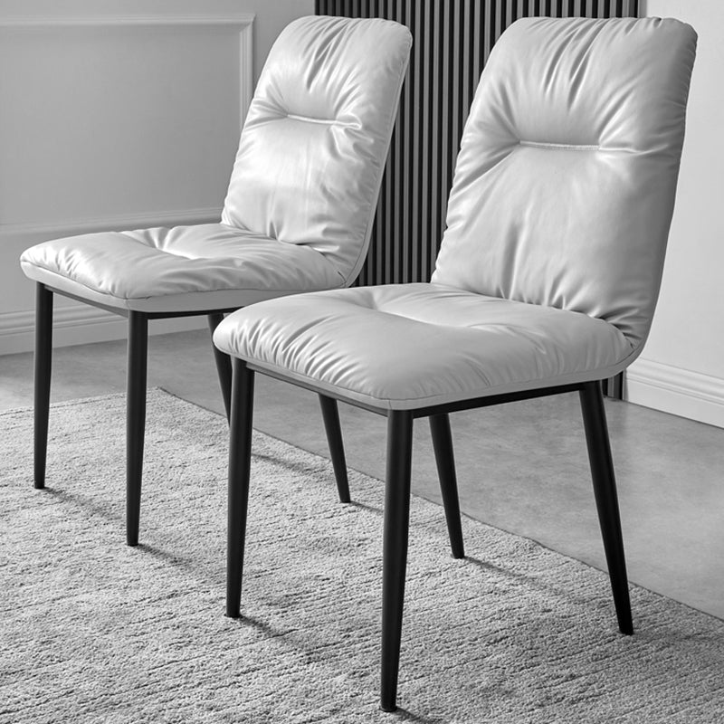 Chaises de salle à manger contemporaines en métal intérieur-extérieur, chaises de salle à manger en cuir sans bras
