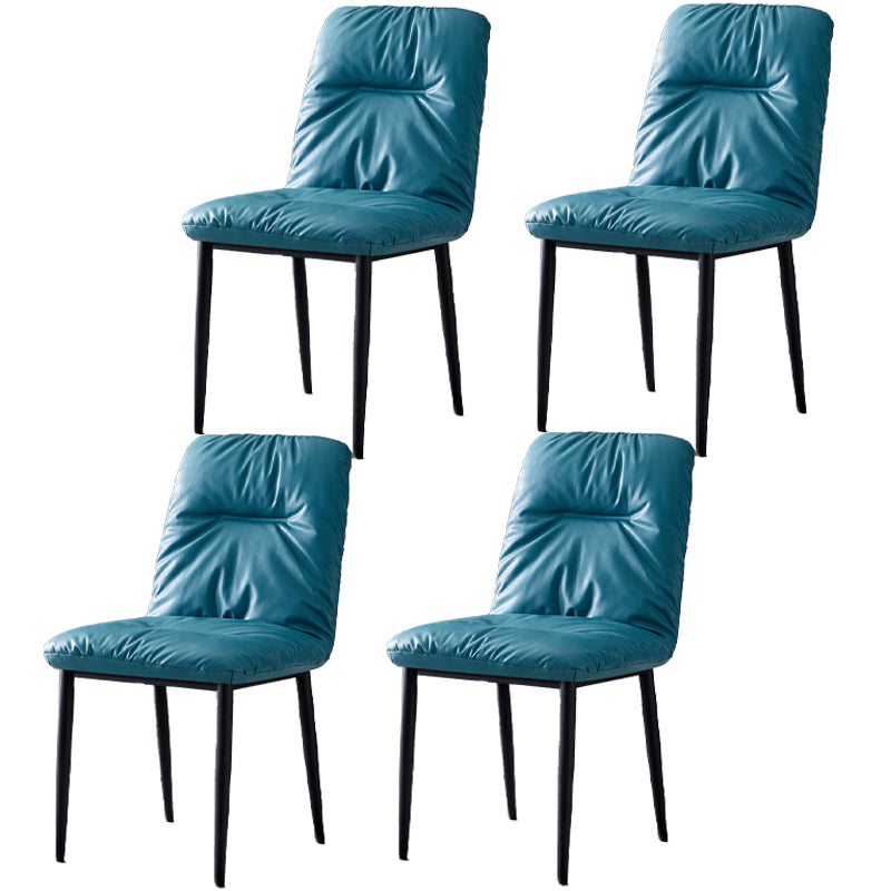 Chaises de salle à manger contemporaines en métal intérieur-extérieur, chaises de salle à manger en cuir sans bras
