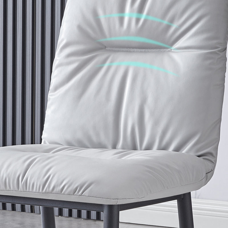 Chaises de salle à manger contemporaines en métal intérieur-extérieur, chaises de salle à manger en cuir sans bras