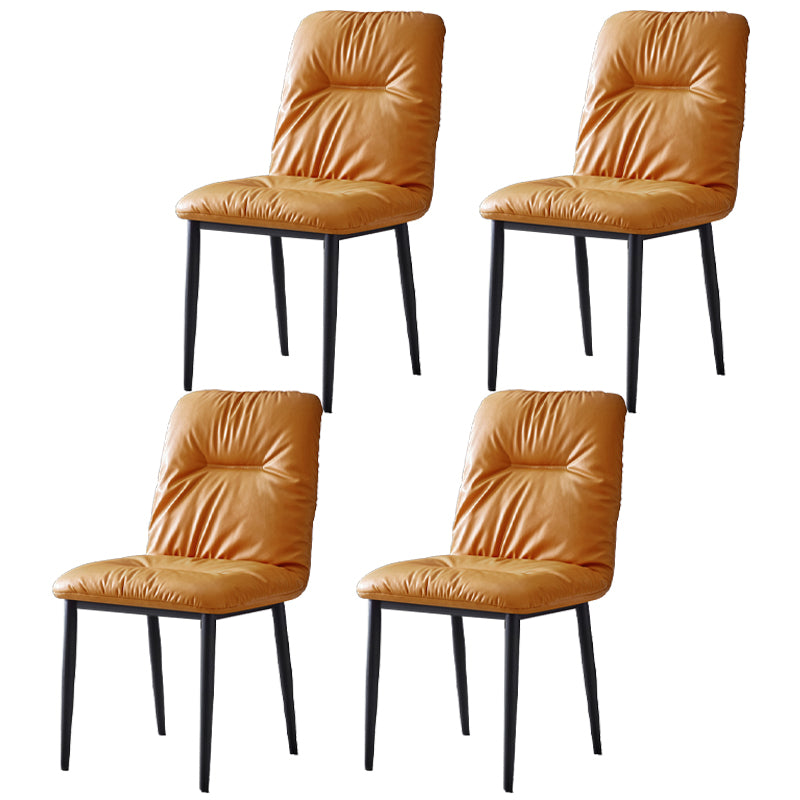 Chaises de salle à manger contemporaines en métal intérieur-extérieur, chaises de salle à manger en cuir sans bras