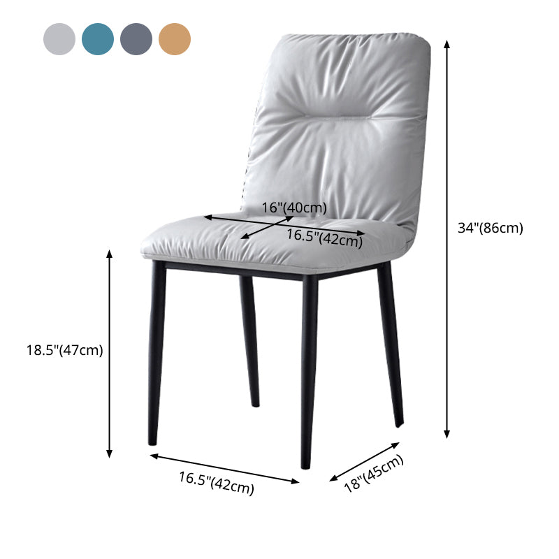 Chaises de salle à manger contemporaines en métal intérieur-extérieur, chaises de salle à manger en cuir sans bras