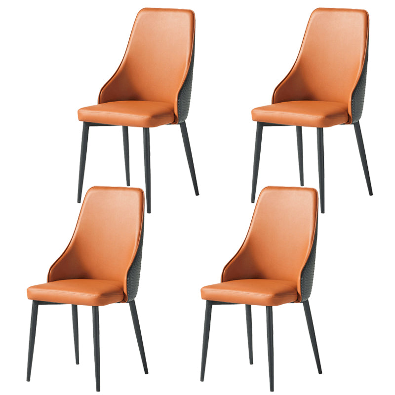 Contemporary Style Metal Chair Set Kitchen Solid Back Side Chairs (Set of 4)