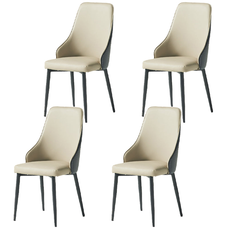 Contemporary Style Metal Chair Set Kitchen Solid Back Side Chairs (Set of 4)