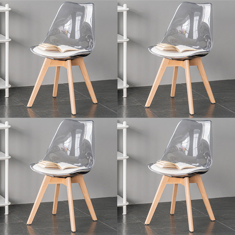 Sillas de comedor de cuero de estilo escandinavo sillas traseras sólidas con patas de madera