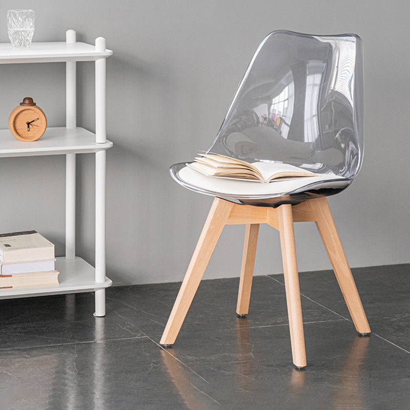 Sillas de comedor de cuero de estilo escandinavo sillas traseras sólidas con patas de madera