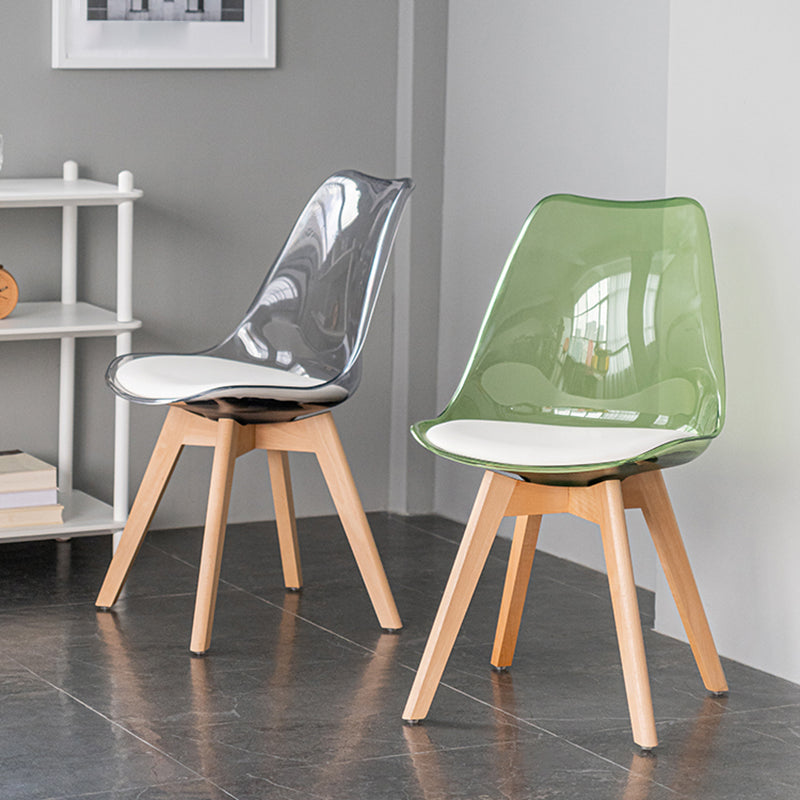 Sillas de comedor de cuero de estilo escandinavo sillas traseras sólidas con patas de madera