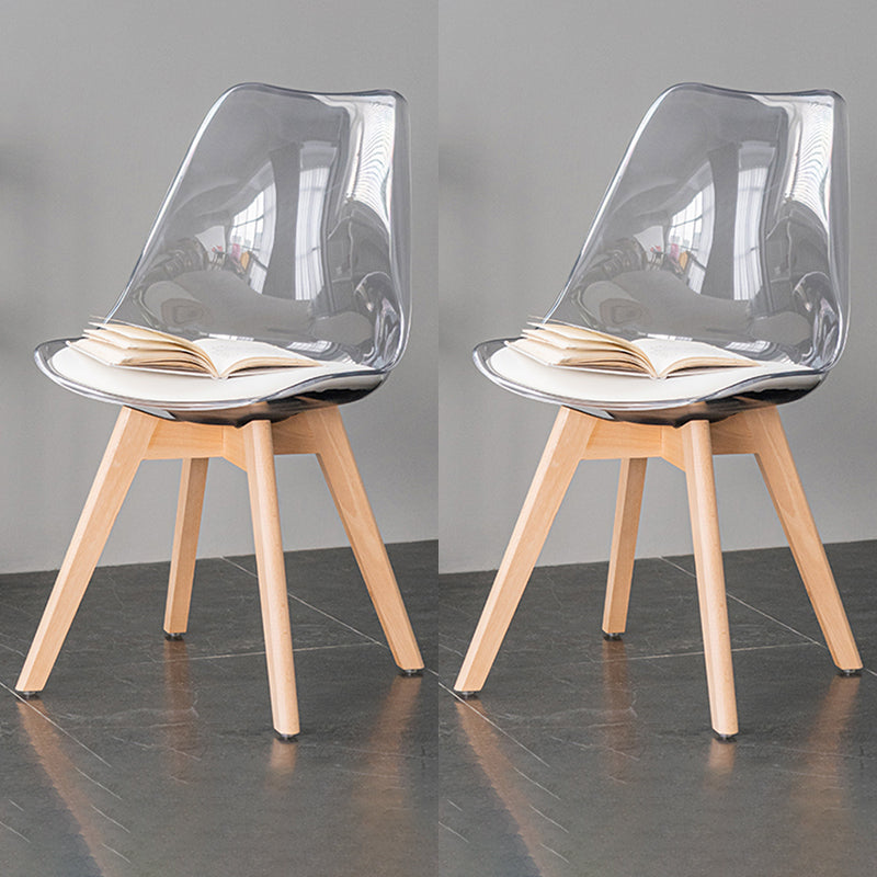 Sillas de comedor de cuero de estilo escandinavo sillas traseras sólidas con patas de madera