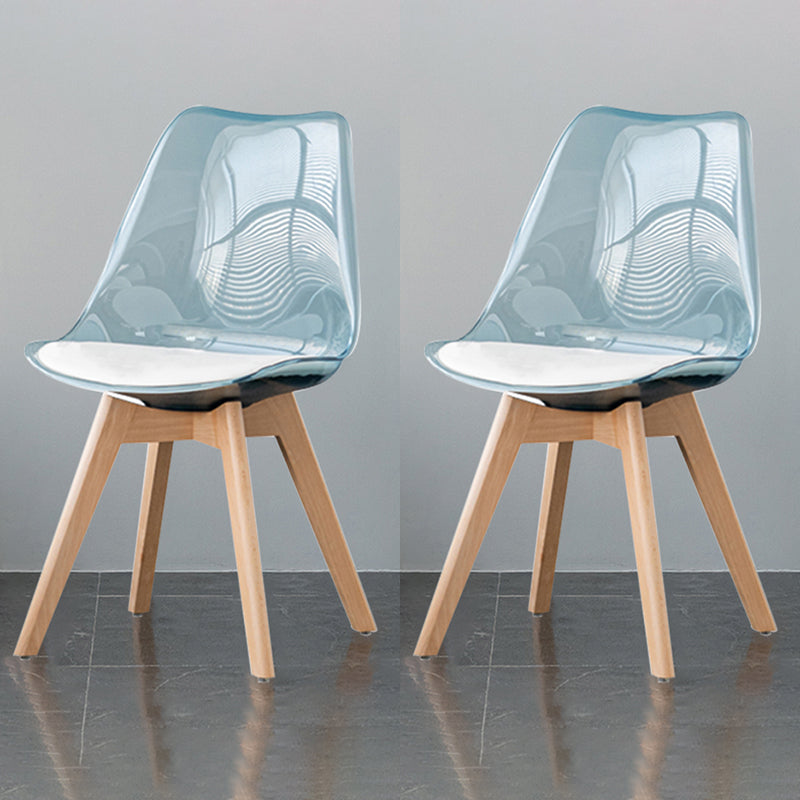 Sillas de comedor de cuero de estilo escandinavo sillas traseras sólidas con patas de madera