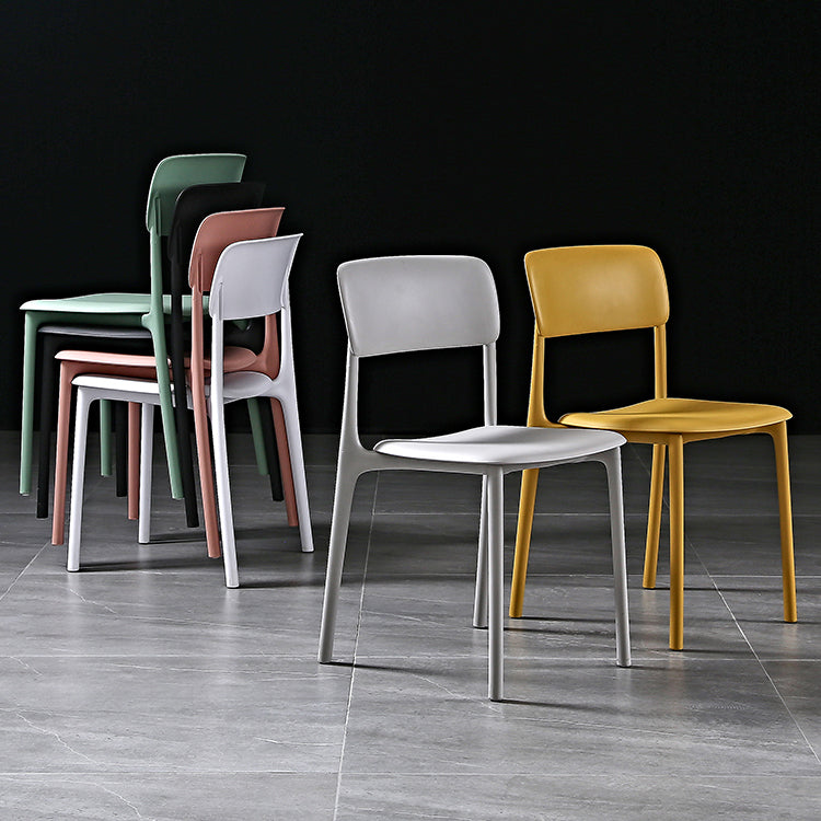 Modern Style Plastic Dining Chairs Open Back Dining Stackable Side Chairs for Kitchen