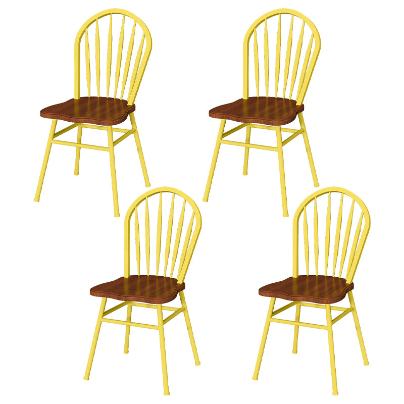 Sillas de comedor de metal estilo moderno Sillas sin brazos con respaldo Windsor para cocina (juego de 4)