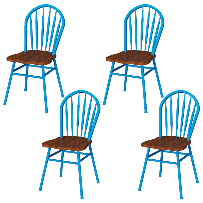 Sillas de comedor de metal estilo moderno Sillas sin brazos con respaldo Windsor para cocina (juego de 4)