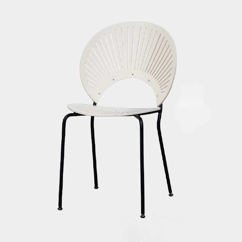 Silla de comedor de metal de estilo contemporáneo, silla individual sin brazos con respaldo abierto para cocina