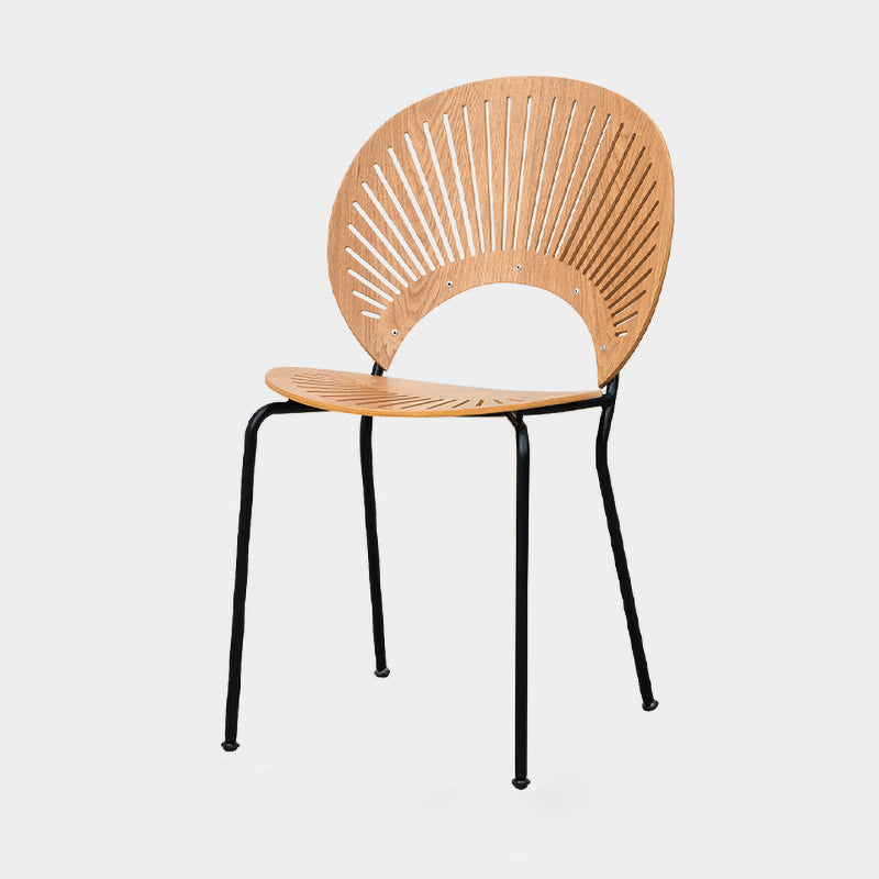 Silla de comedor de metal de estilo contemporáneo, silla individual sin brazos con respaldo abierto para cocina