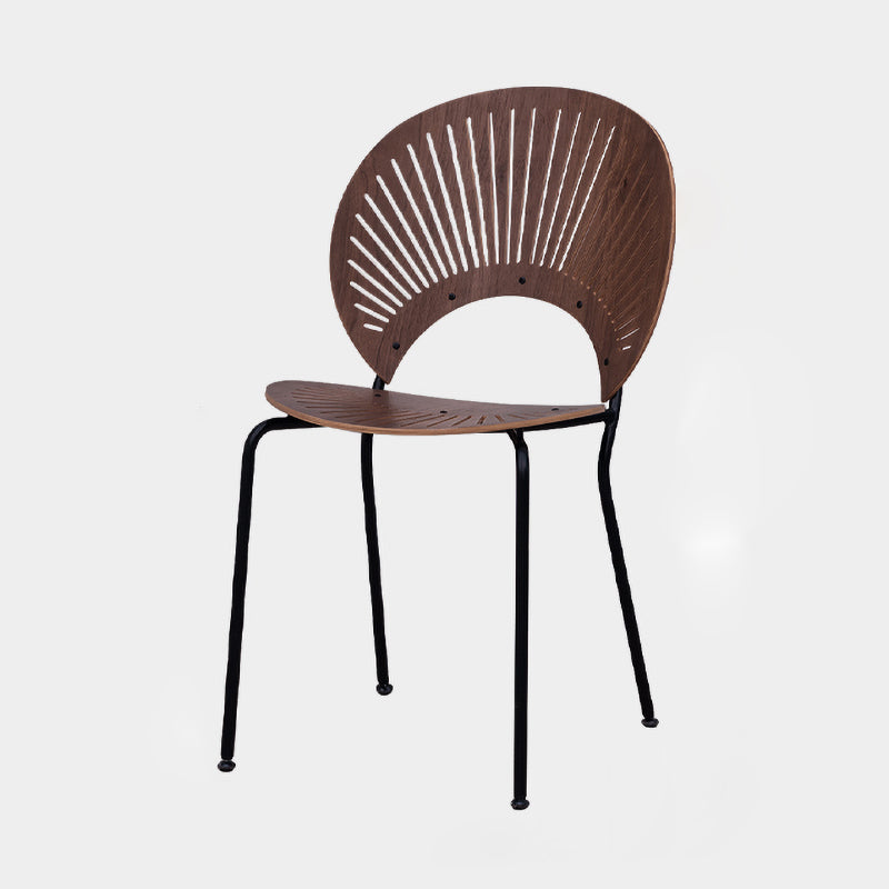 Silla de comedor de metal de estilo contemporáneo, silla individual sin brazos con respaldo abierto para cocina