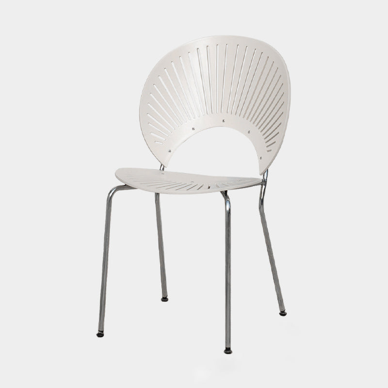Silla de comedor de metal de estilo contemporáneo, silla individual sin brazos con respaldo abierto para cocina