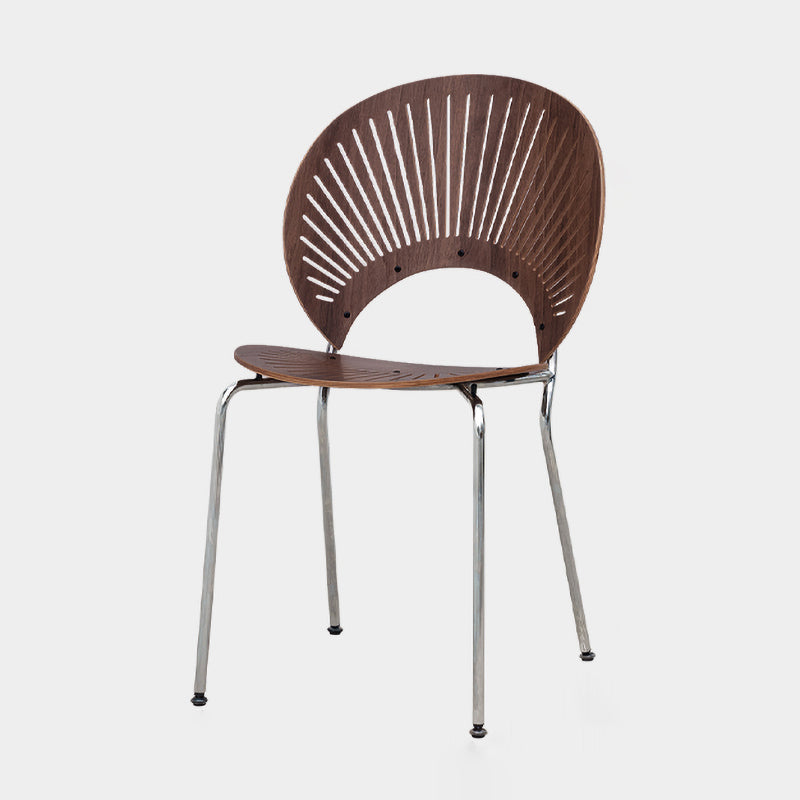 Silla de comedor de metal de estilo contemporáneo, silla individual sin brazos con respaldo abierto para cocina