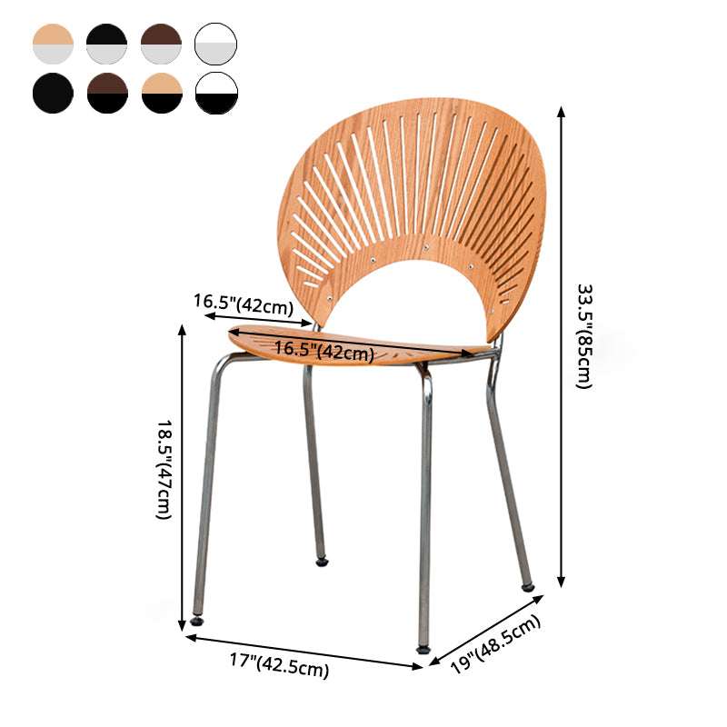 Silla de comedor de metal de estilo contemporáneo, silla individual sin brazos con respaldo abierto para cocina