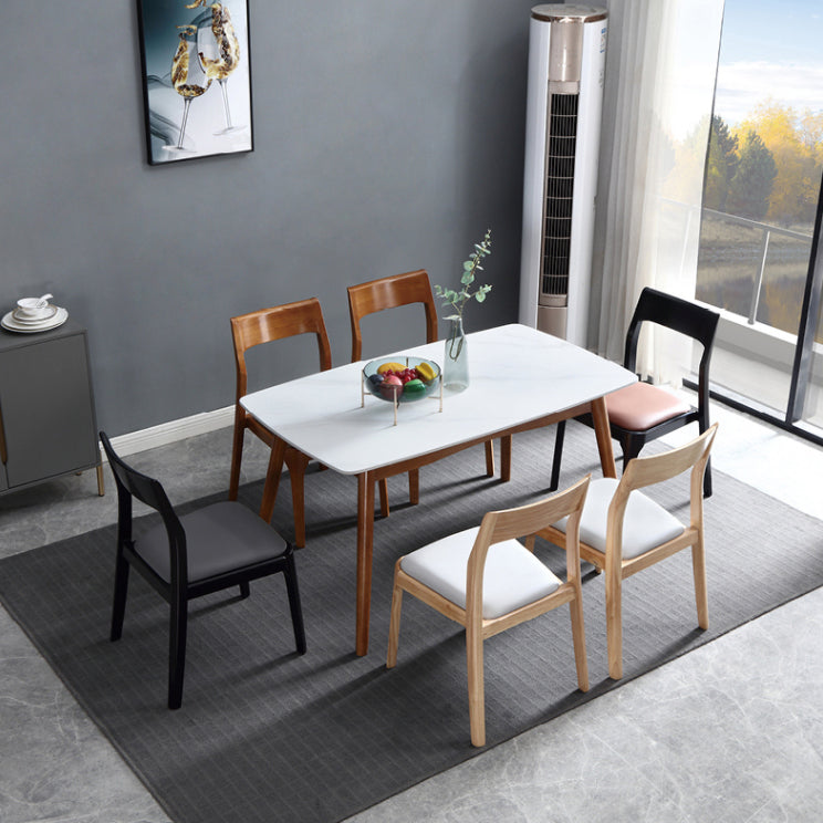 Chaises de salle à manger en bois modernes, chaise sans bras latérale à dos ouvert pour la cuisine