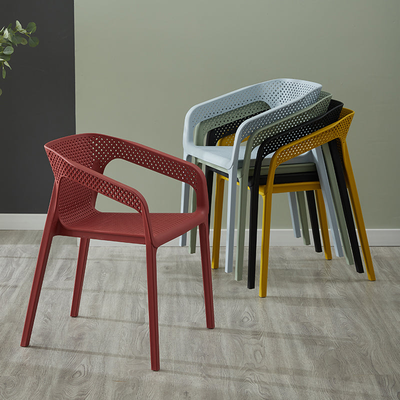 Silla de comedor de plástico de estilo moderno, sillas laterales de comedor apilables para cocina