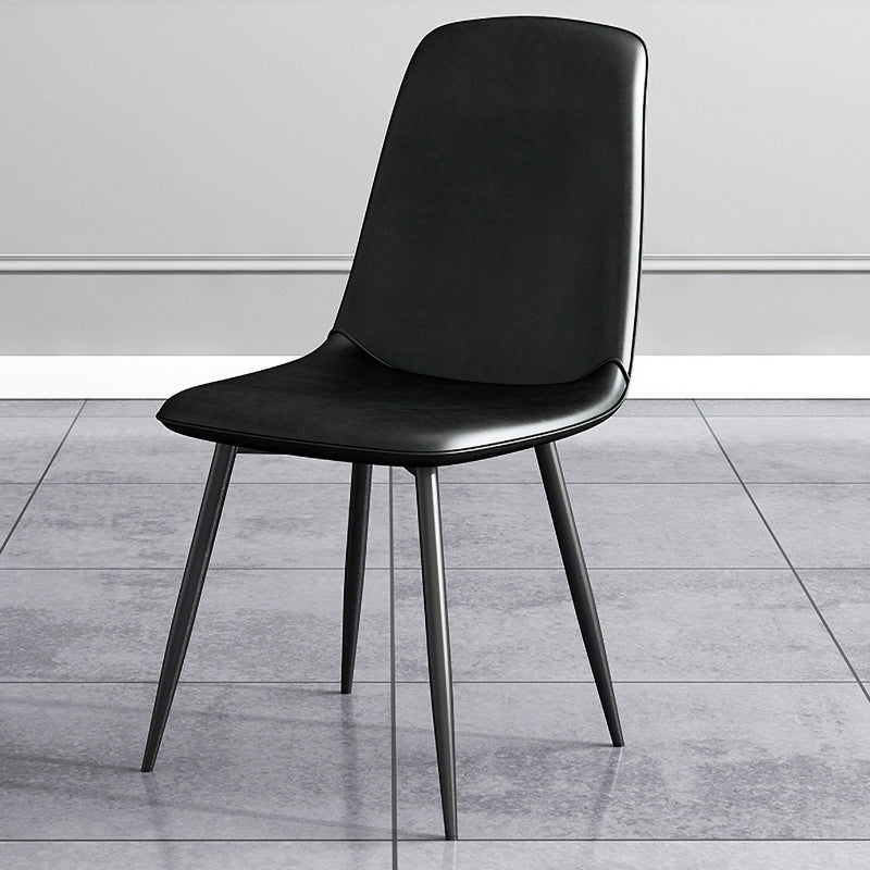 Silla lateral de comedor de metal contemporáneo, silla individual con respaldo sólido sin brazos