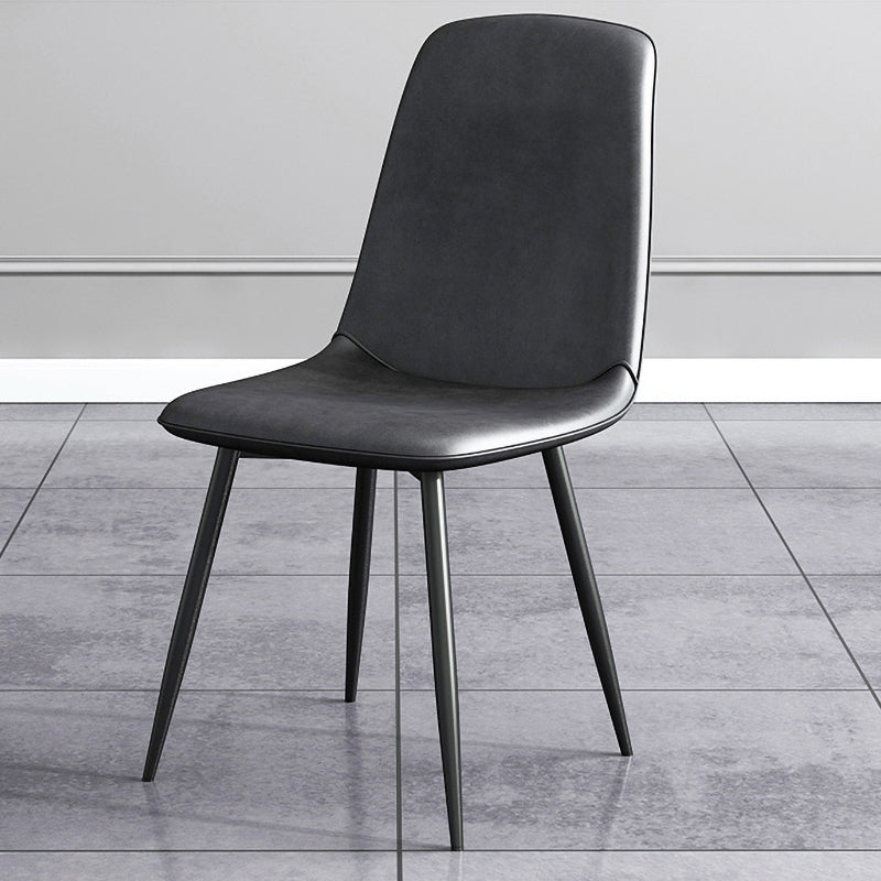 Silla lateral de comedor de metal contemporáneo, silla individual con respaldo sólido sin brazos