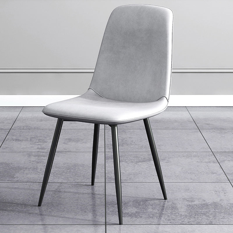 Silla lateral de comedor de metal contemporáneo, silla individual con respaldo sólido sin brazos