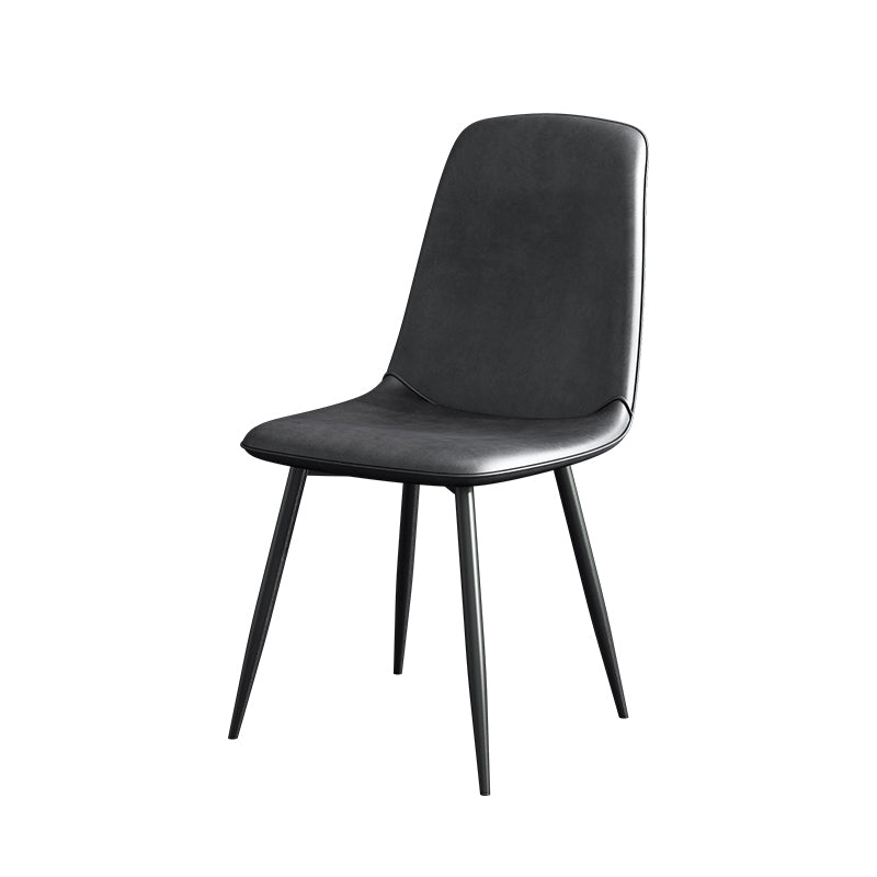 Silla lateral de comedor de metal contemporáneo, silla individual con respaldo sólido sin brazos