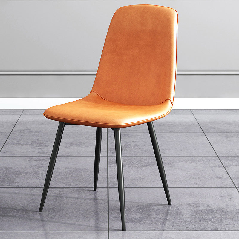 Silla lateral de comedor de metal contemporáneo, silla individual con respaldo sólido sin brazos