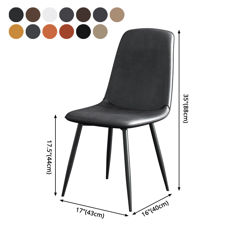 Silla lateral de comedor de metal contemporáneo, silla individual con respaldo sólido sin brazos