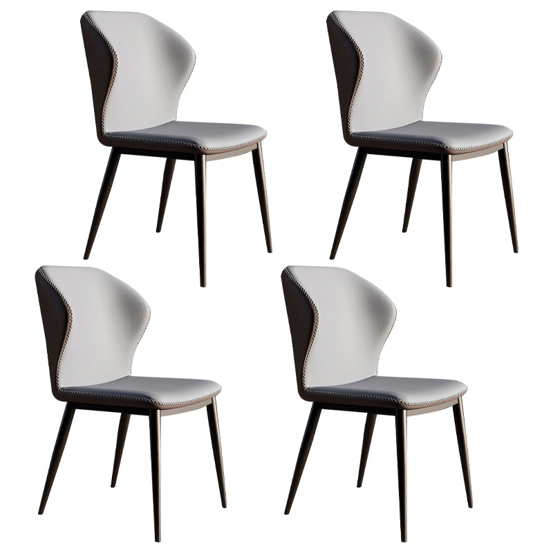Silla de comedor de metal de estilo contemporáneo, silla lateral sin brazos con respaldo lateral para cocina