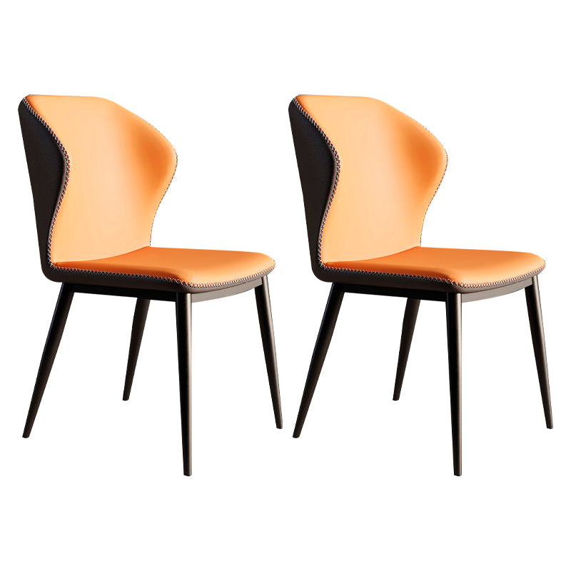 Silla de comedor de metal de estilo contemporáneo, silla lateral sin brazos con respaldo lateral para cocina